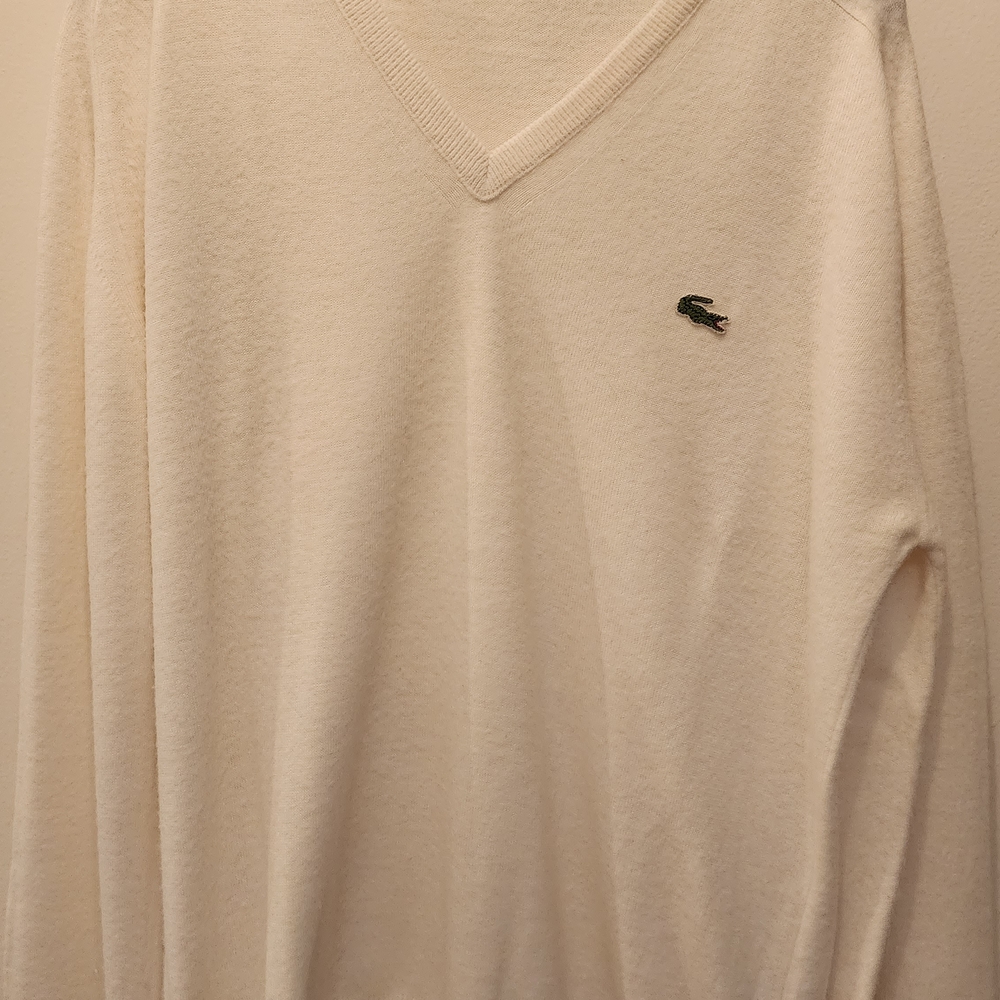 Vintage IZOD Lacoste V-Neck Sweater – Ivory – Men’s L